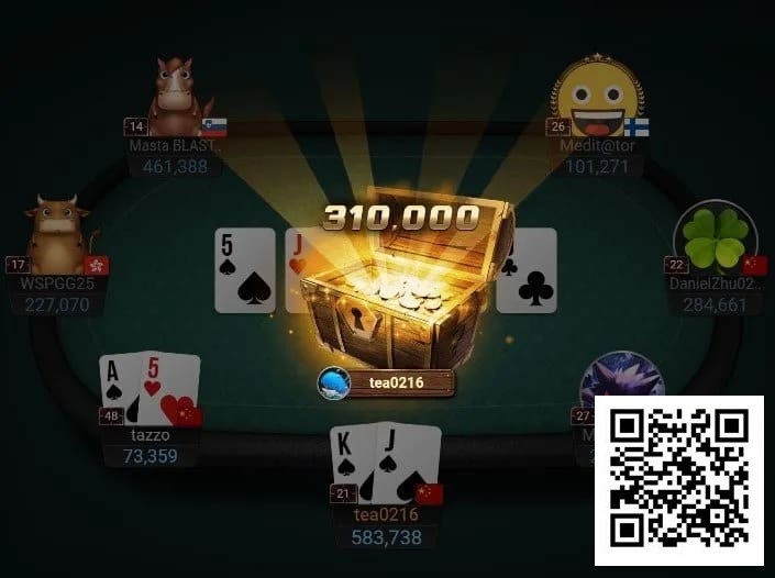【DD扑克】开赛仅一小时！中国选手tea0216斩获Top神秘赏金，超越冠军成最大赢家！