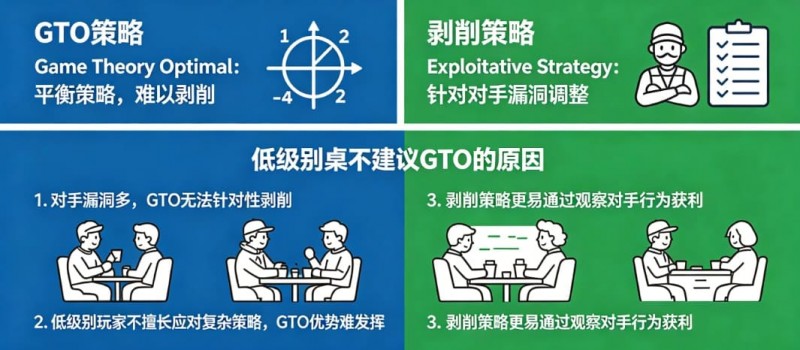 【DD扑克】德州扑克：GTO vs 剥削策略。在低级别桌为什么不建议用GTO？