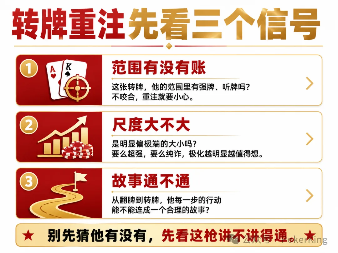 【DD扑克】转牌重注,到底该信不信?三个信号帮你把“猜”变成“对账”