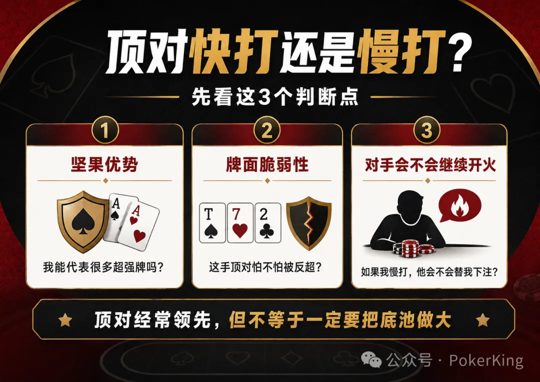 【DD扑克】别一拿顶对就加注:这5种情况,慢打反而赢得更多