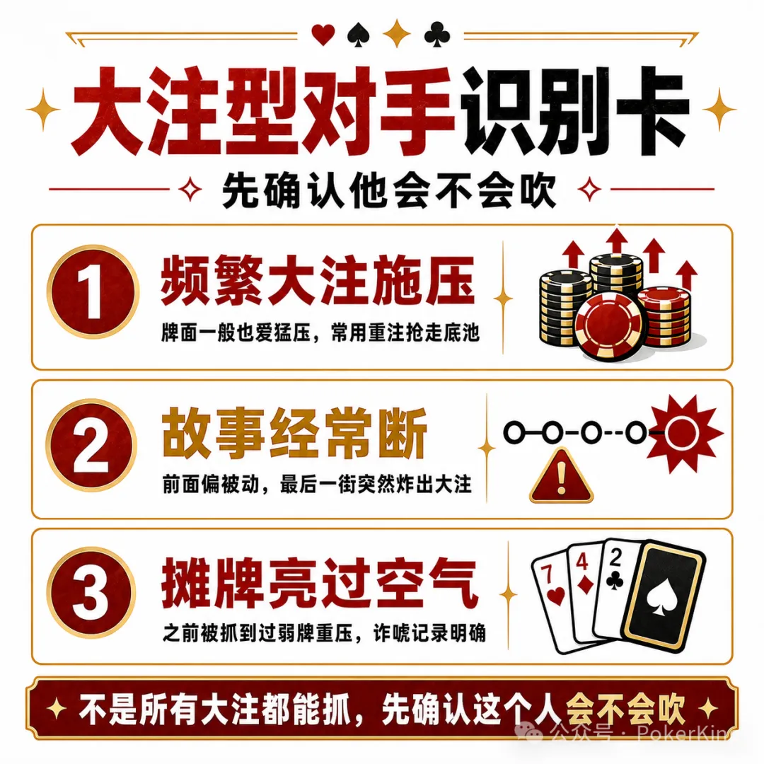 【DD扑克】牌桌上总有人拿大注压你？三步教你抓诈，别再白白弃牌