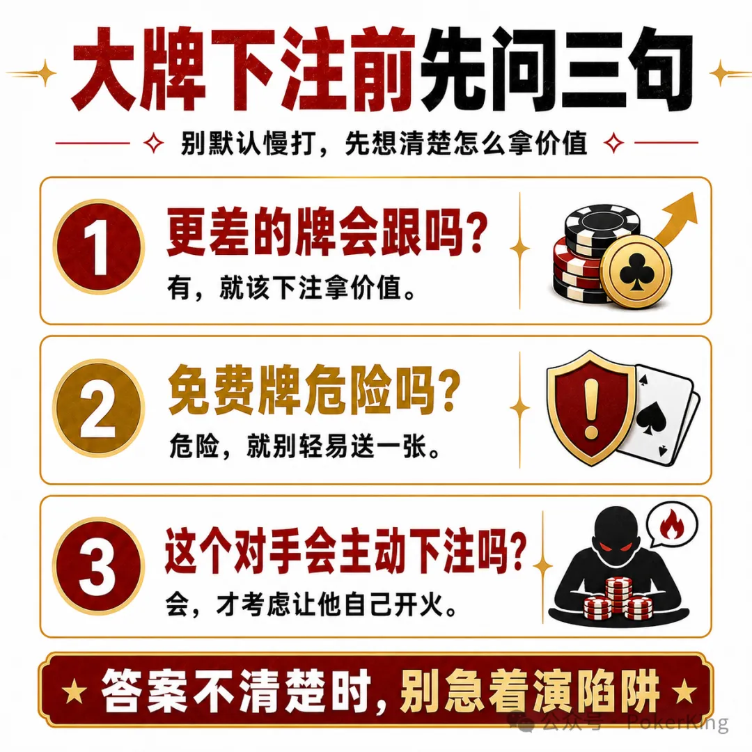 【DD扑克】抓到大牌底池却很小？你不是运气差，是价值没拿够