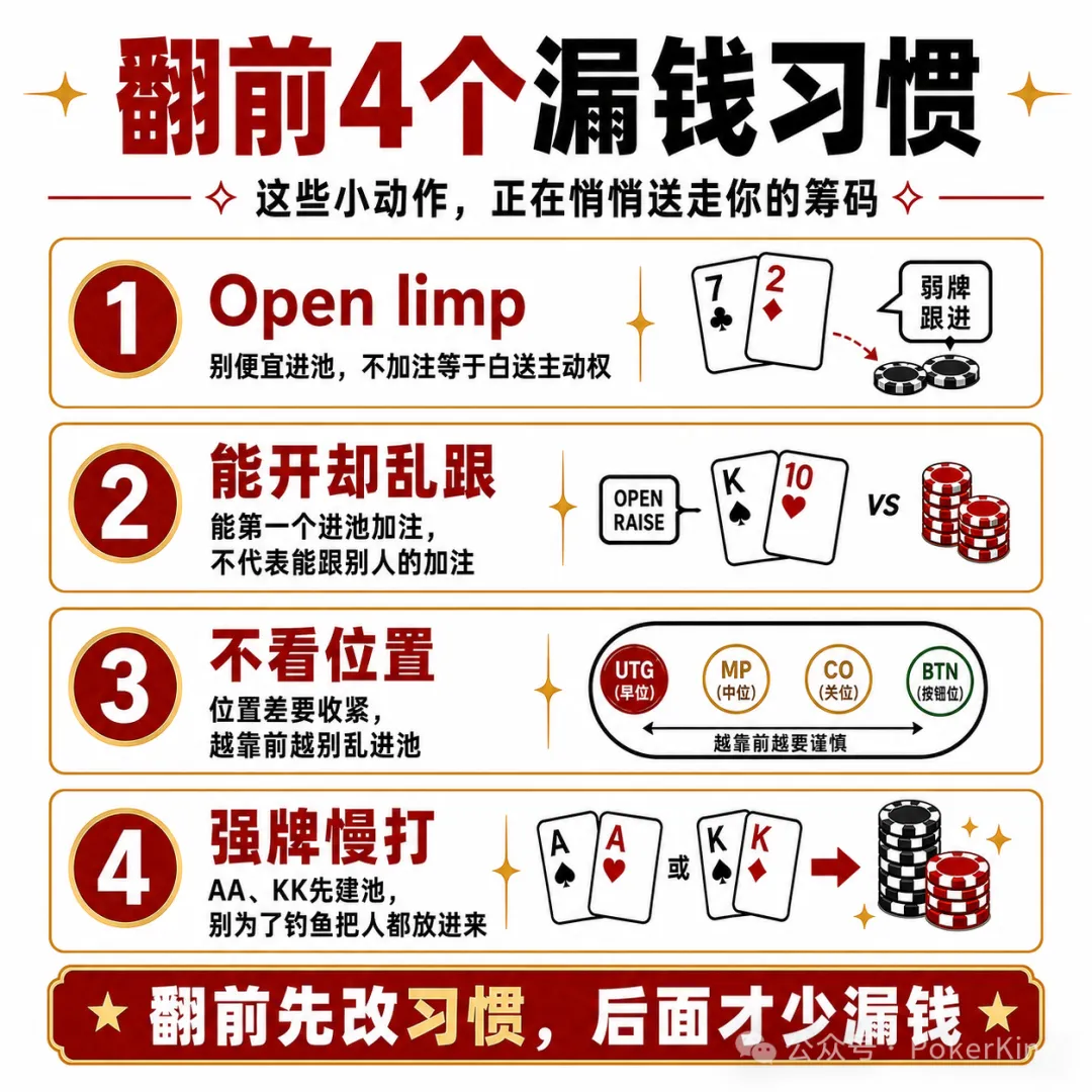 【DD扑克】翻前四个坏习惯:别再让筹码从“随手一下”里漏走