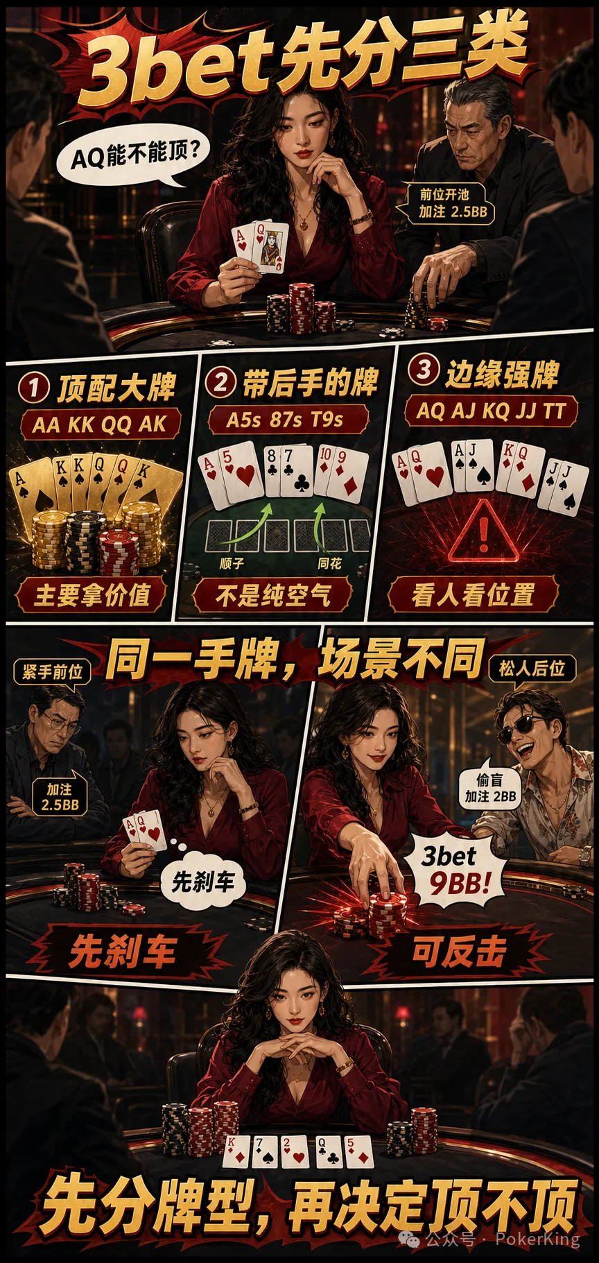 【DD扑克】3-bet 不是胆量测试:AQ为什么不能当AK打?