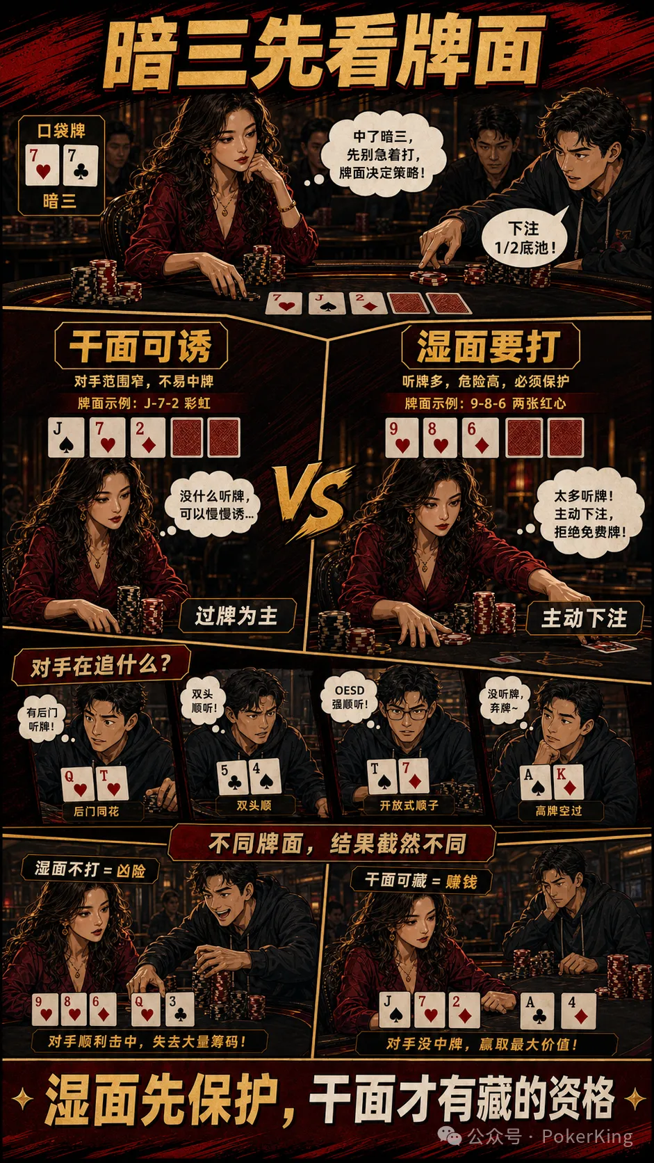 【DD扑克】暗三条要不要慢打？先看牌面、对手和人数再决定