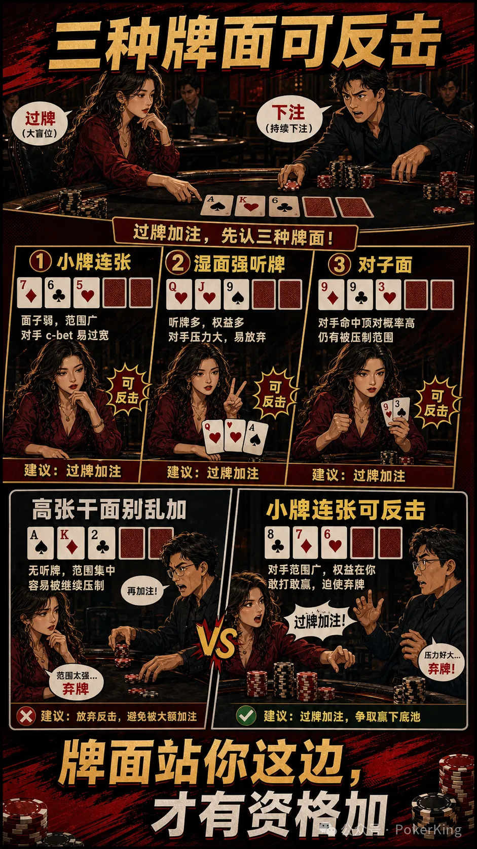 【DD扑克】过牌加注不是发脾气：三种适合大盲位反击的翻牌面，让对手不敢随意下注