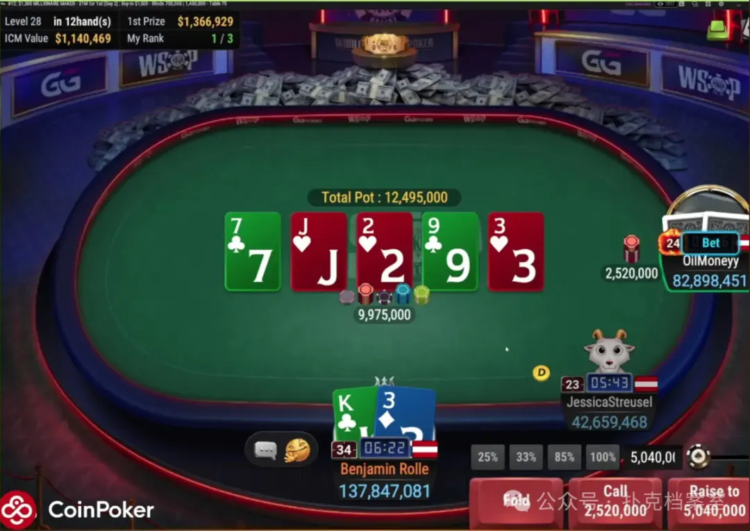 【DD扑克】他用K3做Hero Call,赢下WSOP线上金手链:别拿ICM当借口,底池赔率才是真理