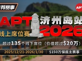【DD扑克】推荐赛事:2026APT济州岛站线上席位赛